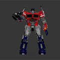 Red Blue Transformer Robot With Mechanical Armor Holding Weapon Standing Pose Design 3d model