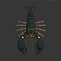 Intricate Teal Lobster Ornament With Gold Body Accents And Jeweled Details