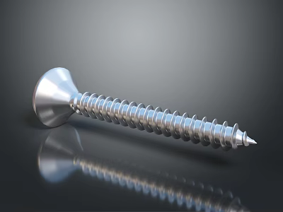 Stainless Steel Flat Head Threaded Screw For Industrial Hardware Applications 3d model