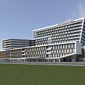 Modern Coastal Hospital Building With Green Roof Parking Area And Main Entrance
