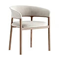 Modern Minimalist Dining Chair With Light Wooden Frame And Soft Light Colored Seat Cushion