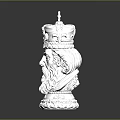Ornate Silver Decorative Sculpture With Intricate Carvings Cross On Top And Reflective Base