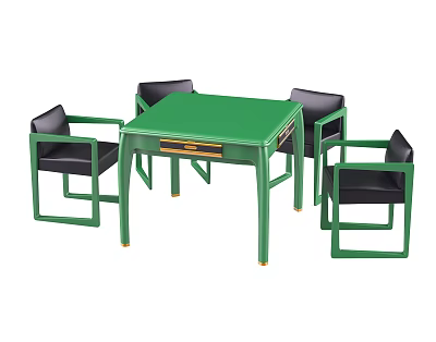 Modern Entertainment Appliance Green Mahjong Table With Four Black Chairs And Sleek Design 3d model