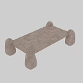 Modern Dining Table With Sturdy Rounded Block Legs And Natural Wood Texture