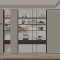 Modern Bookcase With LED Lighting Open Compartments Decorative Items And Neutral Tones 3d model