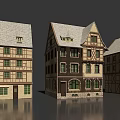 Traditional European Architecture With Timber Framed Facades Green Windows And Gabled Roofs