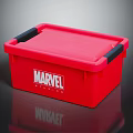 Red MARVEL Plastic Storage Box With Lid And Black Handles For Organizing Items