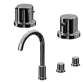 Modern Chrome Kitchen Faucet Set With Sleek Design And Control Knobs 3d model
