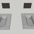 Stainless Steel Squat Toilets on Tiled Bathroom Floor with White Walls