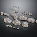 Stone Carving Decorative Items With Various Shapes And Textured Artistic Details