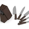 Kitchen Interior With Wooden Knife Block Various Knives And Scissors