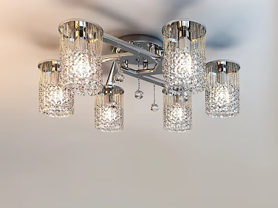 Modern Crystal Chandelier With Multi Arm Chrome Frame And Elegant Crystal Shades 3d model