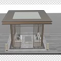 Traditional Chinese Pavilion Outdoor Courtyard Design With Dark Pillars Decorative Roof And Seats
