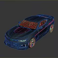 Black Sports Car With Red Stripe Rear Spoiler And Sporty Shiny Exterior