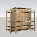 Wooden Multi Tiered Open Display Shelving For Retail Store With Label Strips