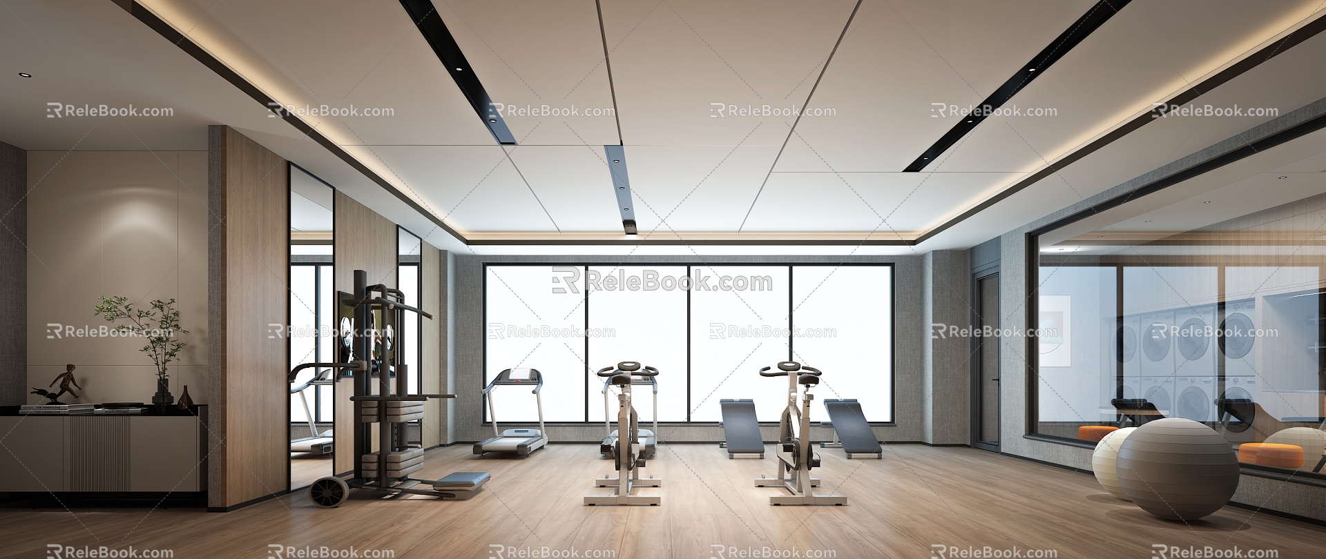 Hotel Gym Public Space Fitness Club Hotel Laundry 3d model