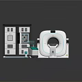 Advanced Medical Equipment Featuring CT Scanner Control Console And Accessories 3d model