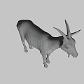 Realistic White Goat With Curved Horns And Beard Standing On Neutral Background