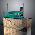 Subway Station Entrance Building With Green Structure Staircase Metal Railings And Billboard
