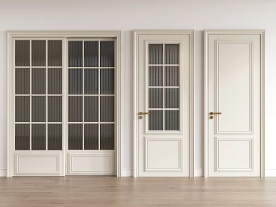 White Interior Hinged Doors With Glass Panels And Various Designs For Home 3d model