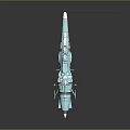 Detailed Blue Missile Model With Engines Fins And Top Equipment 3D Rendering