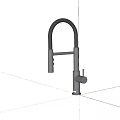 Contemporary Kitchen Faucet With Tall Black Spout And Stainless Steel Body Design
