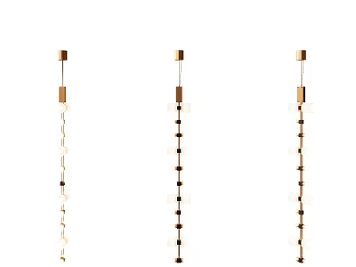 Three Modern Brass Hanging Chandeliers With Glass Beads Linear Pendant Design 3d model