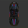 Modified Race Car With Colorful Stripes Number 28 Rear Spoiler And Sponsor Logos
