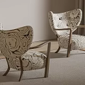 Stylish Accent Chairs With Unique Marble Pattern And Brown Wooden Frame In Modern Interior