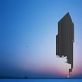 Modern High Rise Office Building With Glass Curtain Wall And Unique Design