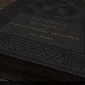 Antique Book With Ornate Geometric Pattern Cover And Yellow Leaf On Old Pages