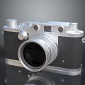 Vintage Digital Camera Silver Black Body With Lens Buttons And Knobs On Dark Background 3d model