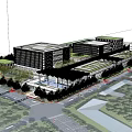 Modern Urban Buildings Complex With Green Spaces Roads And City Skyline