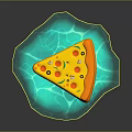 Delicious Pizza Slice With Olives Peppers And Cheese On Blue Surface