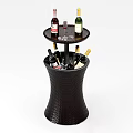 Dark Woven Wine Storage Stand With Multiple Bottles And Glass Holder