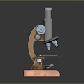Vintage Microscope With Copper Base And Metal Structure As Decorative Household Item