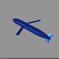 Blue Streamlined 3D Missile Model With Cross Wings And Tail Structure