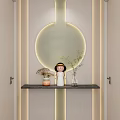 Cream Simple Style Fruit Green Curved Light Strip Corridor End View Entrance 3d model