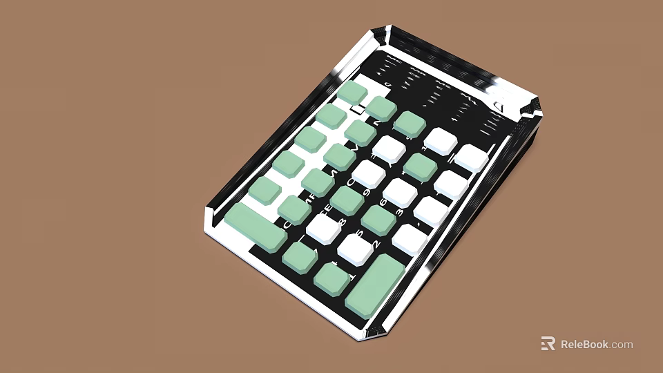 Sleek Modern Daily Electrical Calculator With Black Body White Green Buttons 3d model 