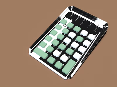 Sleek Modern Daily Electrical Calculator With Black Body White Green Buttons 3d model