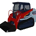 YANMAR Red Tracked Utility Vehicle With Protective Cage And Front Bucket