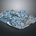 Pile of Irregularly Shaped Gray and Brown Crushed Stone Pieces on Dark Background
