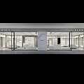 Modern Open Spacious Bright Store With White Display Shelves And Sofas 3d model