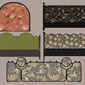 Assorted Decorative Bed Headboards Featuring Floral Patterns And Colorful Designs