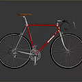 Red Road Bicycle With Brown Leather Seat Curved Handlebars And Chrome Frame