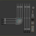 Industrial Piping System With Mechanical Components Control Boxes And Equipment Units