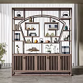 Traditional Chinese Wooden Display Shelf With Tea Pots Books Vases And Decorative Ornaments