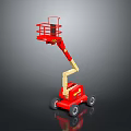 Red Mobile Aerial Lift Platform With Extendable Boom And Working Platform 3d model