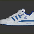 White And Blue Sporty Sneakers With Three Blue Stripes Velcro Strap And White Sole Design
