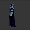 Fantasy Character In Blue Silver Armor With Spiked Helmet Red Eyes And Golden Cloak
